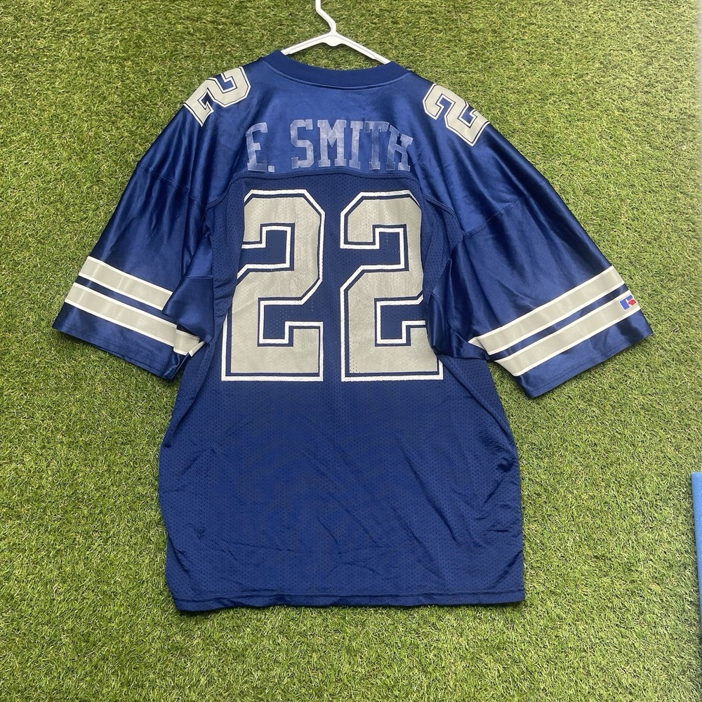Vintage Russell Athletic Dallas Cowboys Jersey Mens 48 Emmitt Smith #22 Blue USA